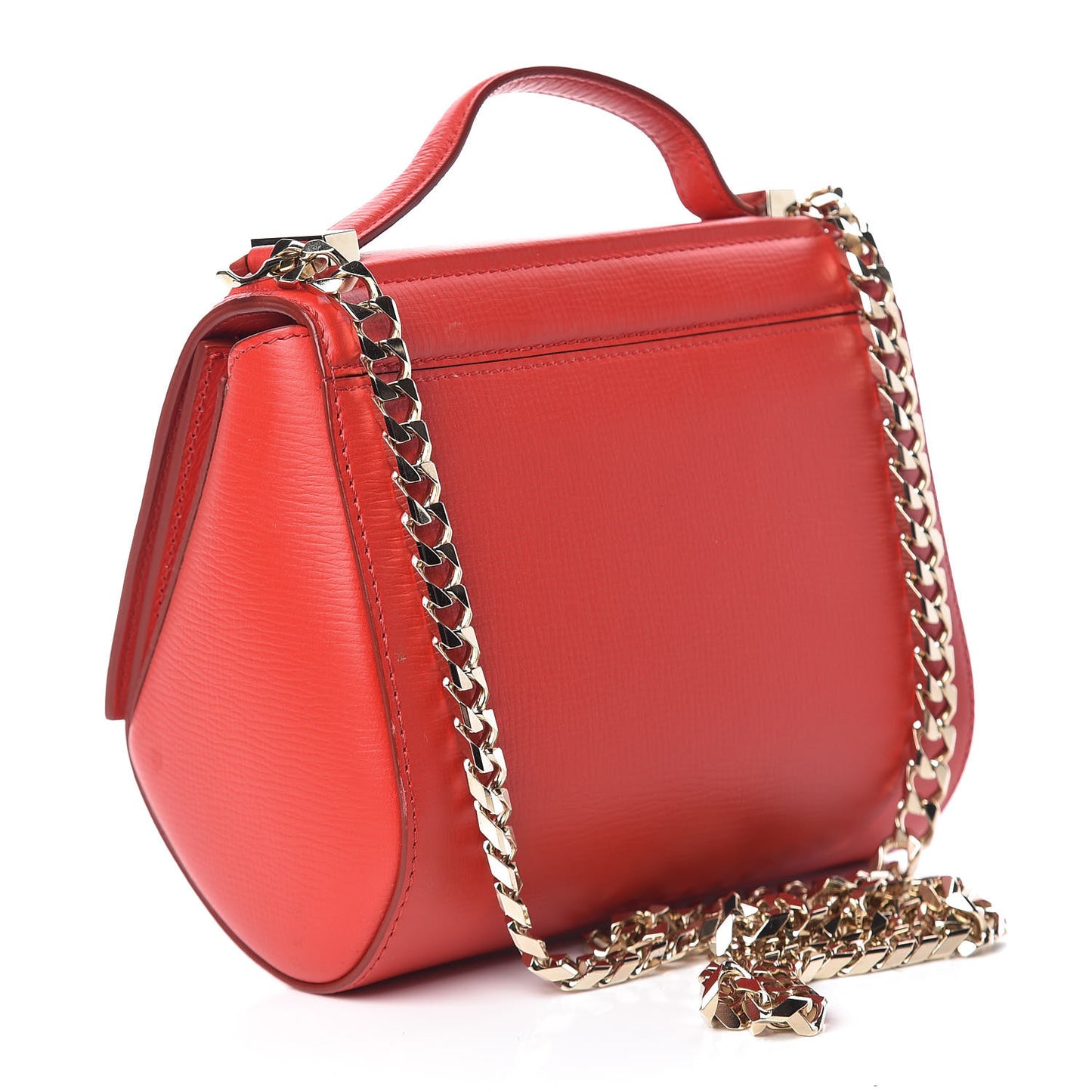 Textured Calfskin Mini Pandora Box Chain Crossbody Bag Medium Red