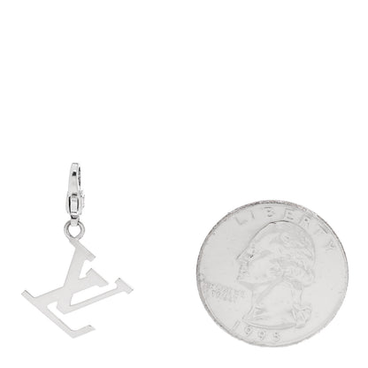 Louis Vuitton 18k White Gold LV Initiales Charm 2 of 4