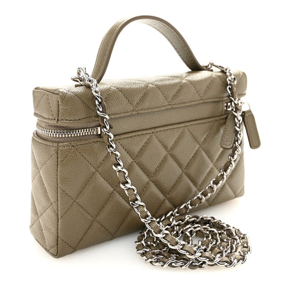 Chanel Caviar Quilted Top Handle Slim Vanity With Chain Dark Khaki 4 of 11