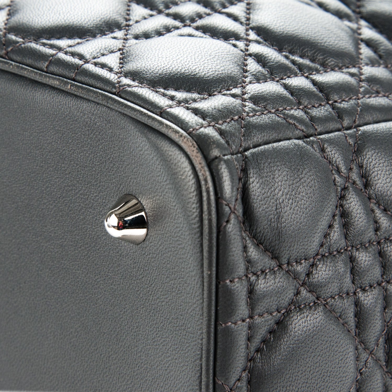 Christian Dior Lambskin Cannage Large Lady Dior Grey 7 of 11