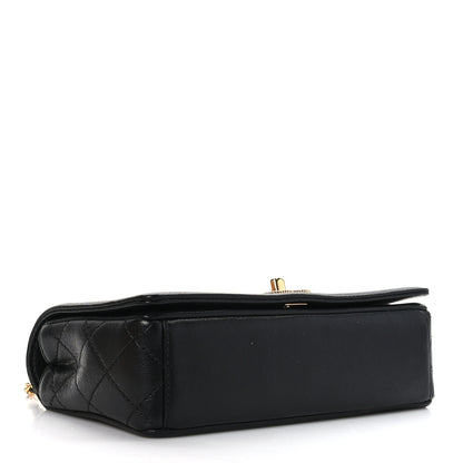 Chanel Sheepskin Quilted Small Vintage Mademoiselle Flap Black 4 of 9