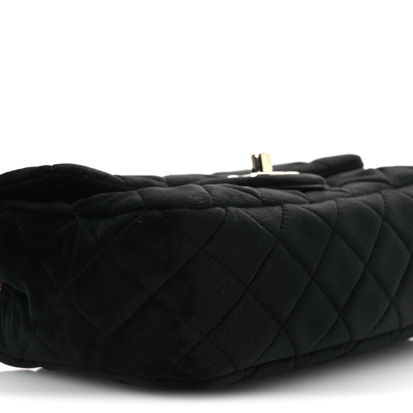 Velvet Quilted Mini Rectangular Pearl Crush Flap Black