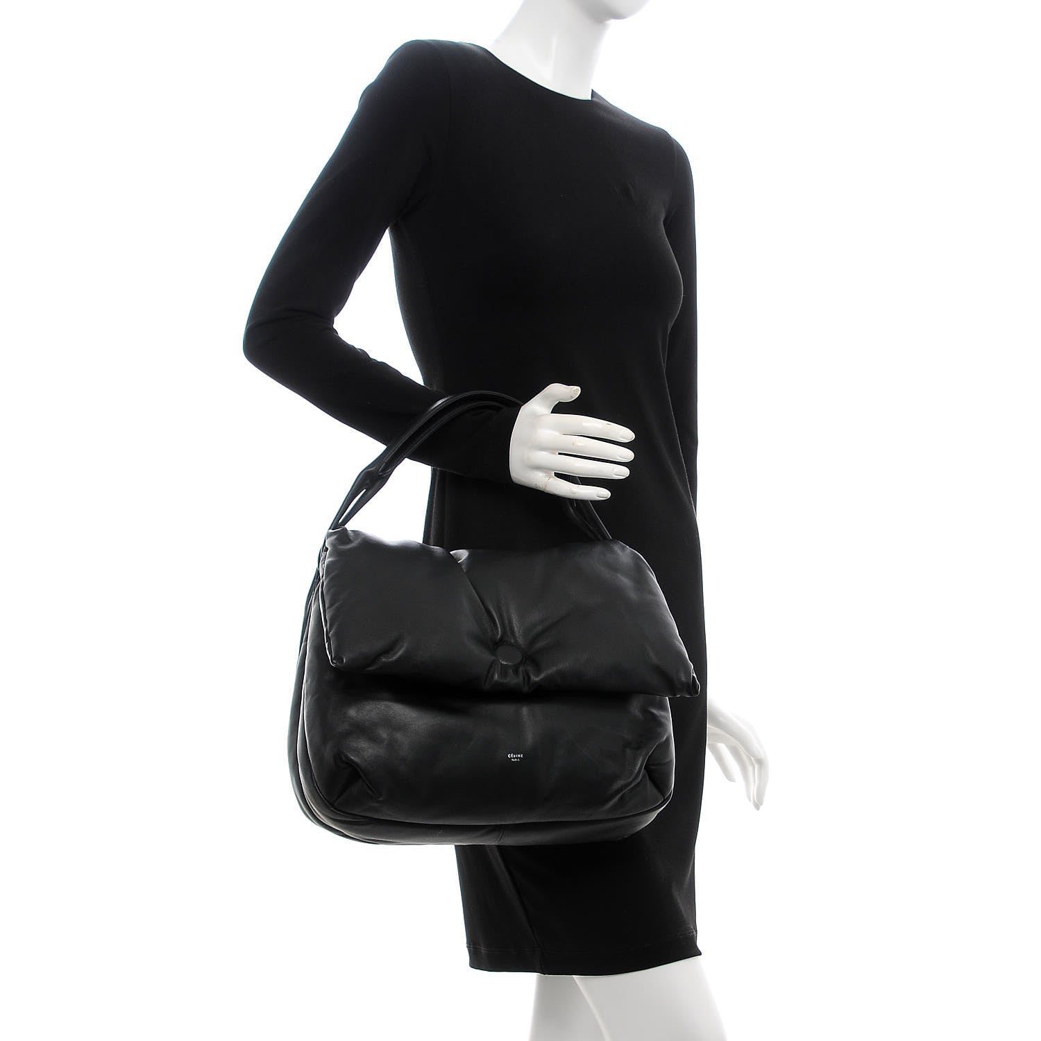 Celine Smooth Lambskin Medium Pillow Flap Black 2 of 7