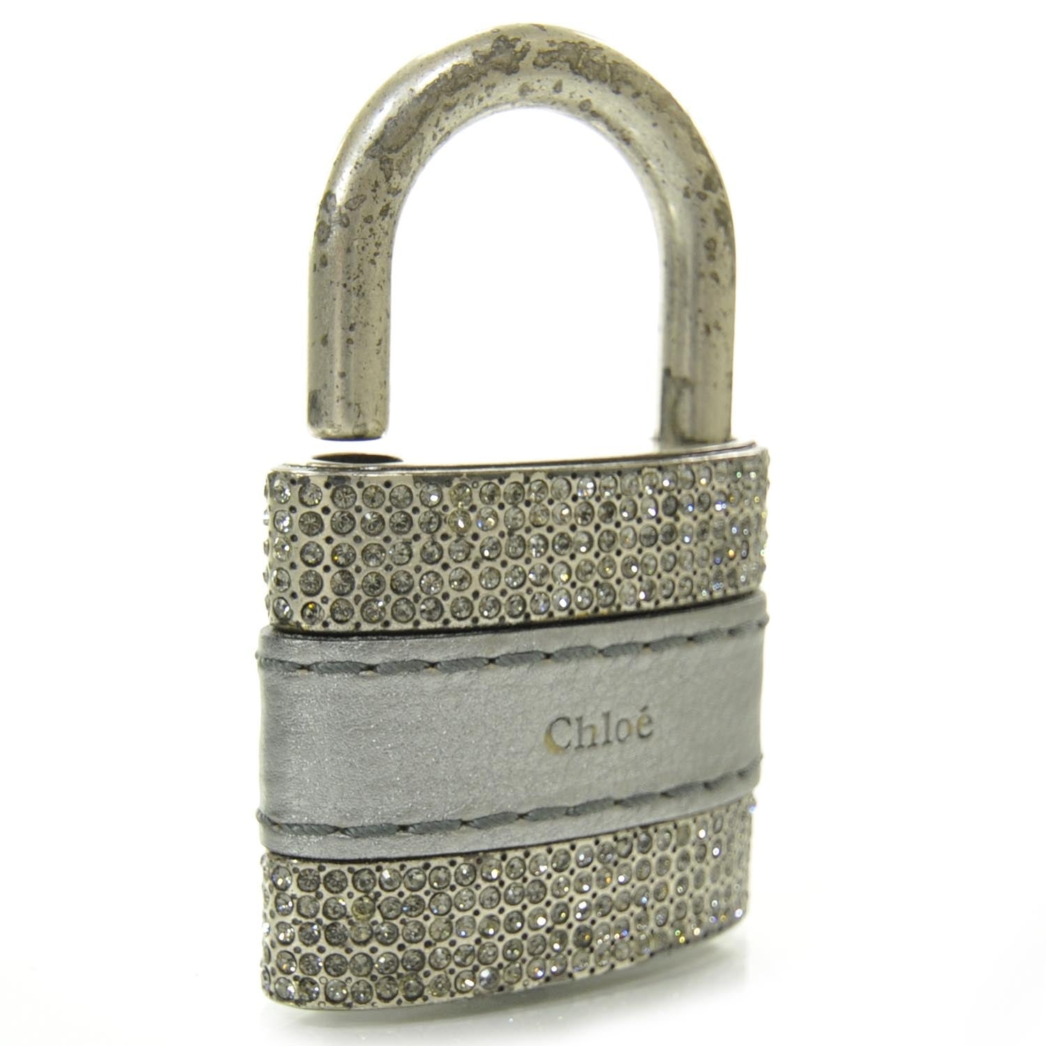 Chloe Leather Crystal Paddington Satchel Metallic Silver 12 of 12