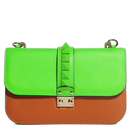 Valentino Garavani Vitello Medium Glam Lock Rockstud Flap Green Fluo Light Cuir 1 of 8