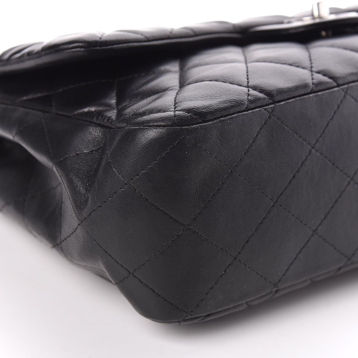 Lambskin Quilted Jumbo Single Flap Black
