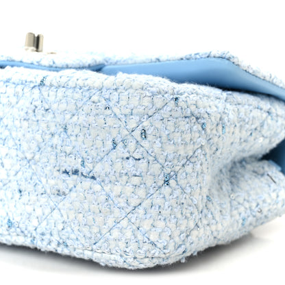 Chanel Tweed Quilted Mini Rectangular Flap Blue White Silver 11 of 12