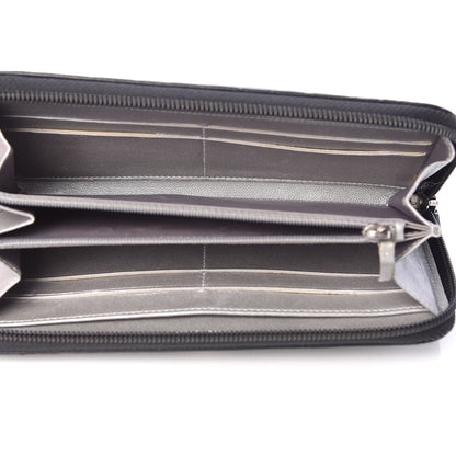 Chanel Lambskin Camellia Embossed Large Zip Around Gusset Wallet Black 5 of 13