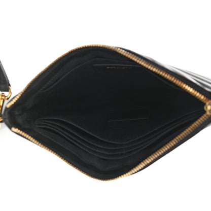 Saint Laurent Calfskin Matelasse Chevron Monogram A5 Wristlet Black 5 of 7