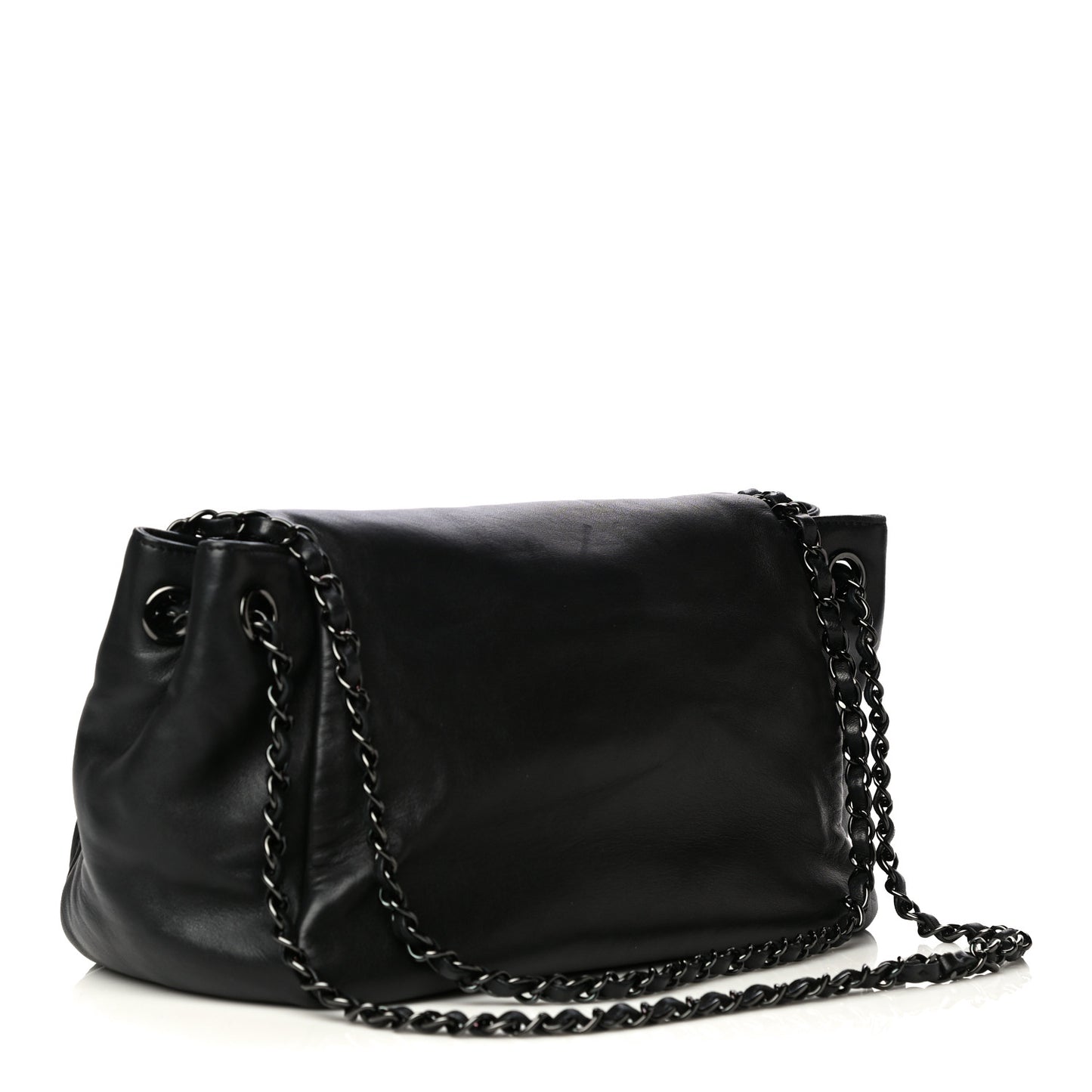 Lambskin Studded Accordion CC Flap Black