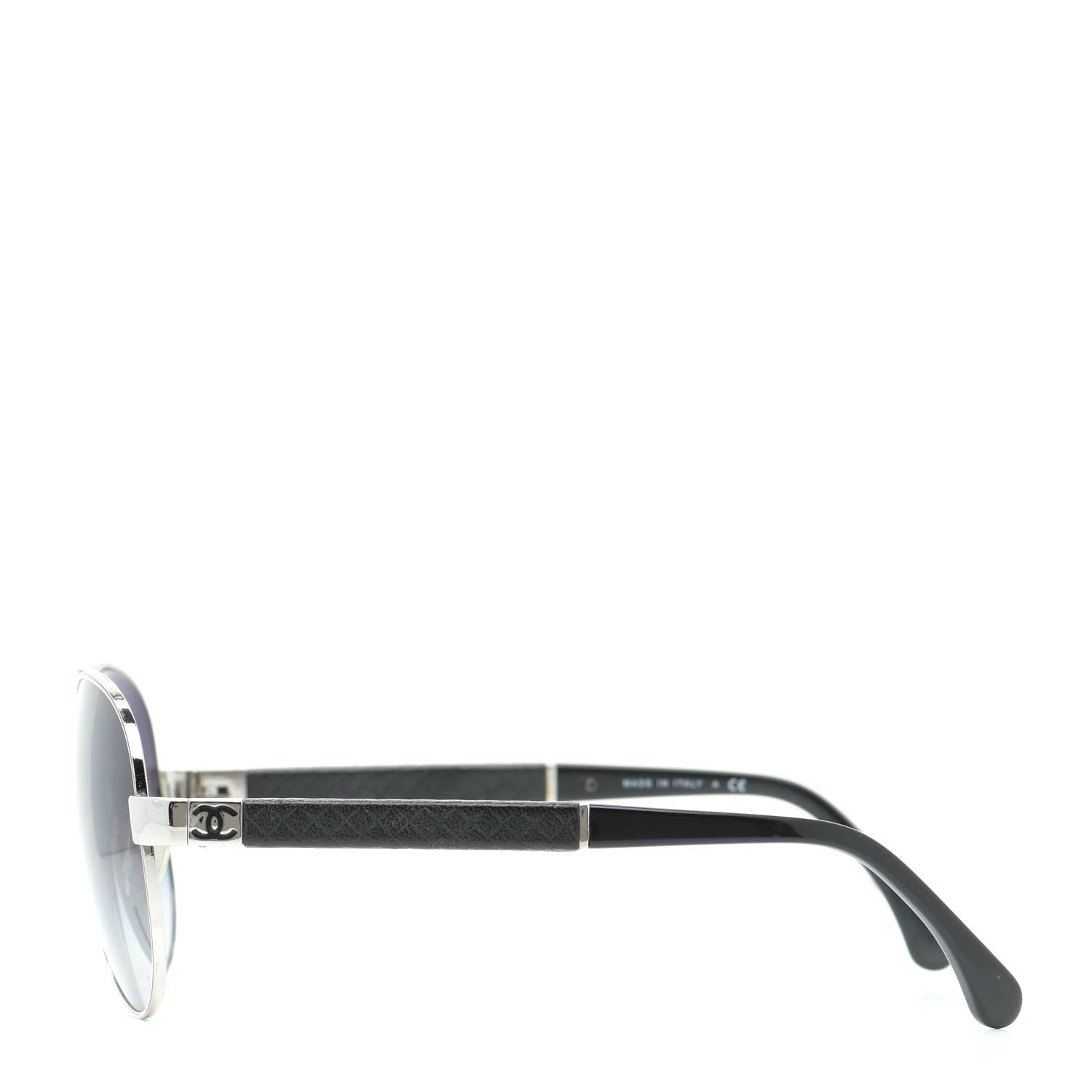 Chanel Lambskin Quilted CC Aviator Sunglasses 4195-Q Black 3 of 7