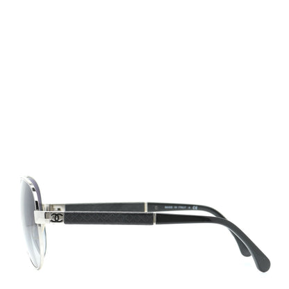 Chanel Lambskin Quilted CC Aviator Sunglasses 4195-Q Black 3 of 7
