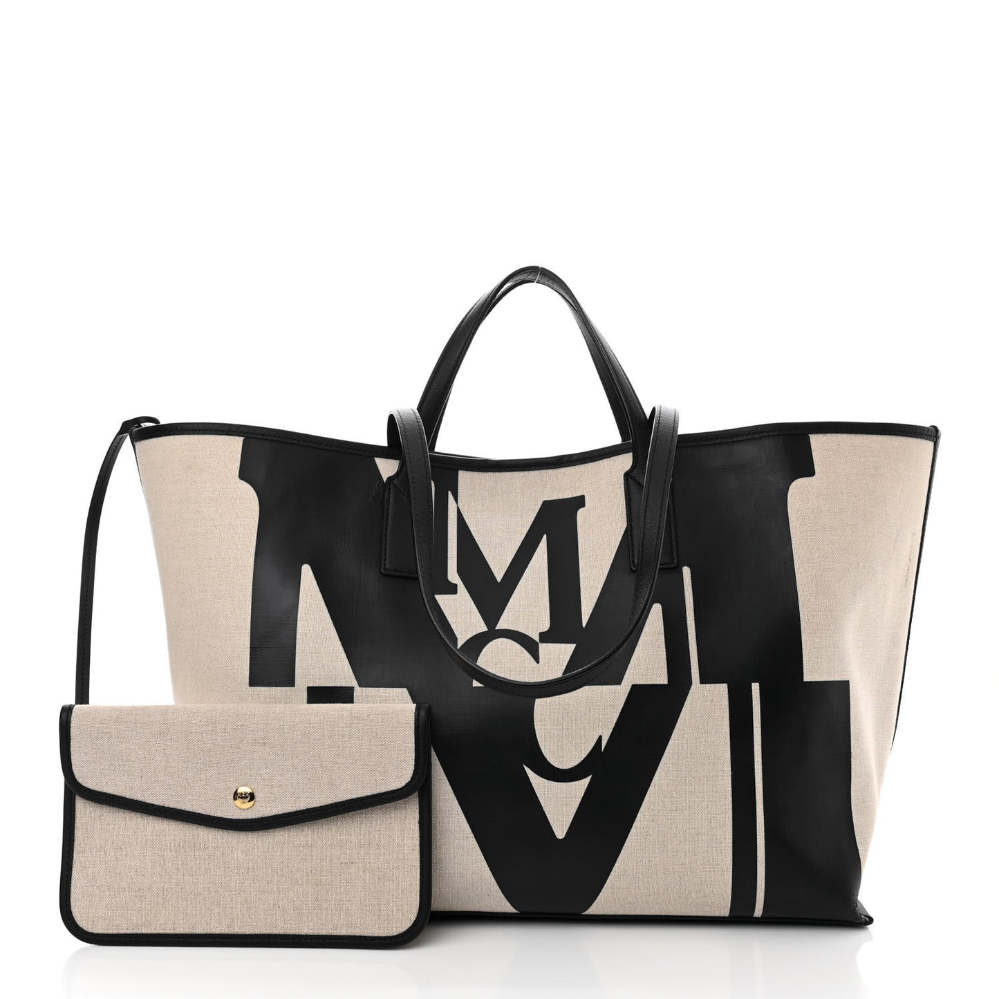 Canvas Glitch Logo Medium Aren Shopper Tote Black White