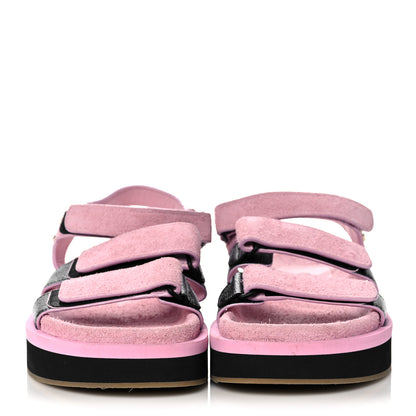 Chanel Suede Calfskin Velcro Flat Sandals 40 Light Pink 2 of 9