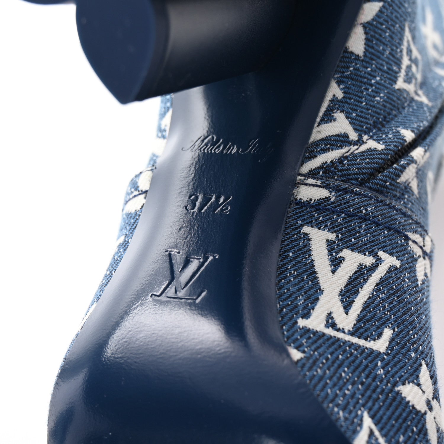 Louis Vuitton Denim Monogram Silhouette Ankle Boots 37.5 Navy Blue 7 of 9