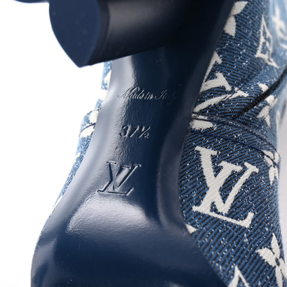 Louis Vuitton Denim Monogram Silhouette Ankle Boots 37.5 Navy Blue 7 of 9