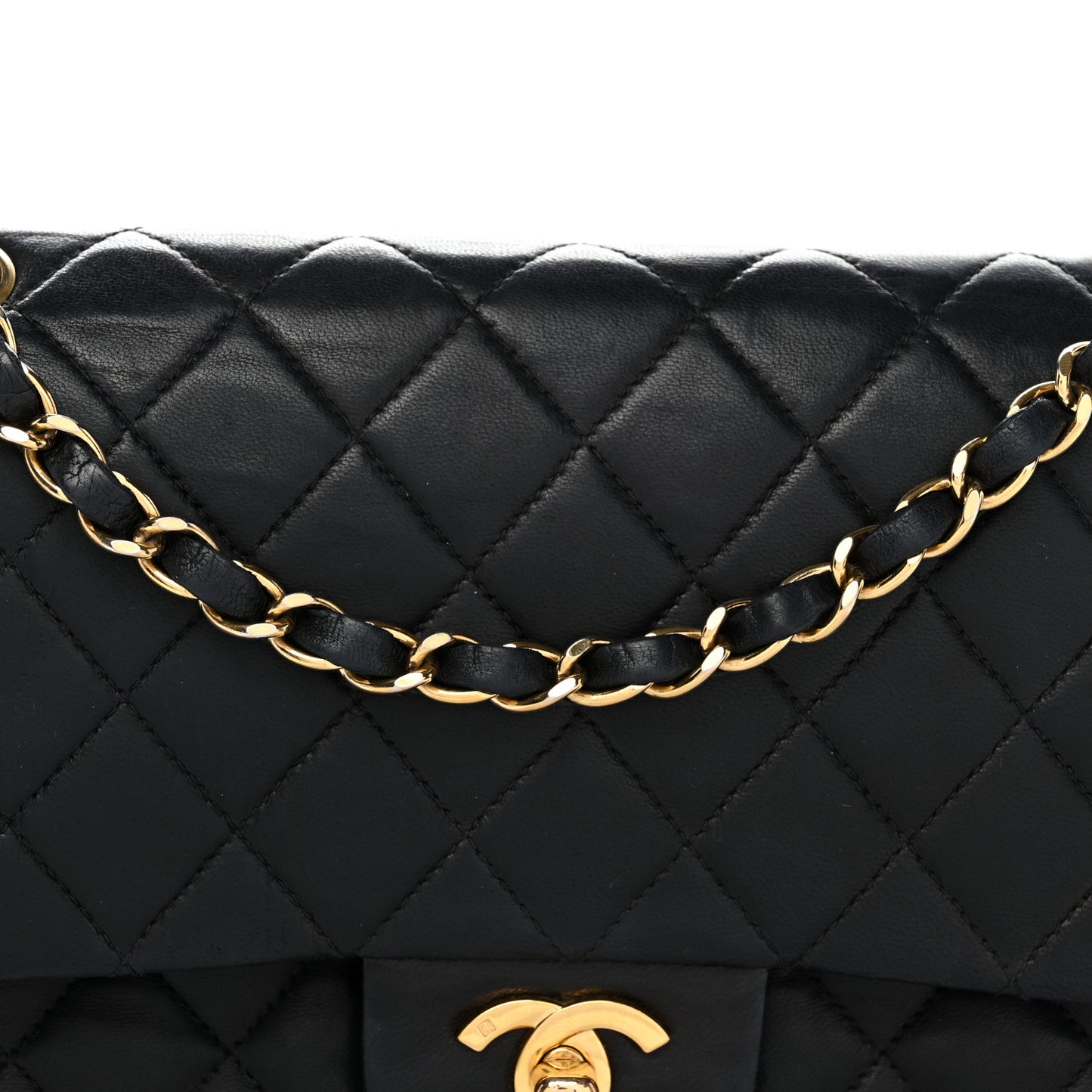 Lambskin Quilted Small Double Flap Black