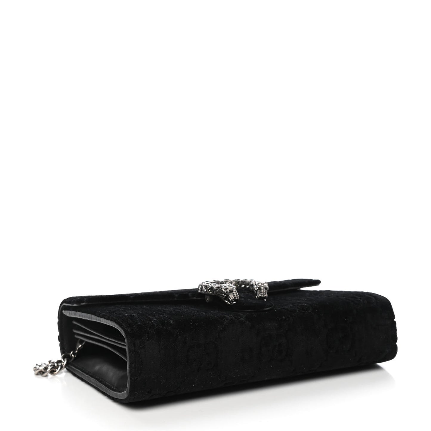 Velvet GG Monogram Mini Dionysus Chain Wallet Black