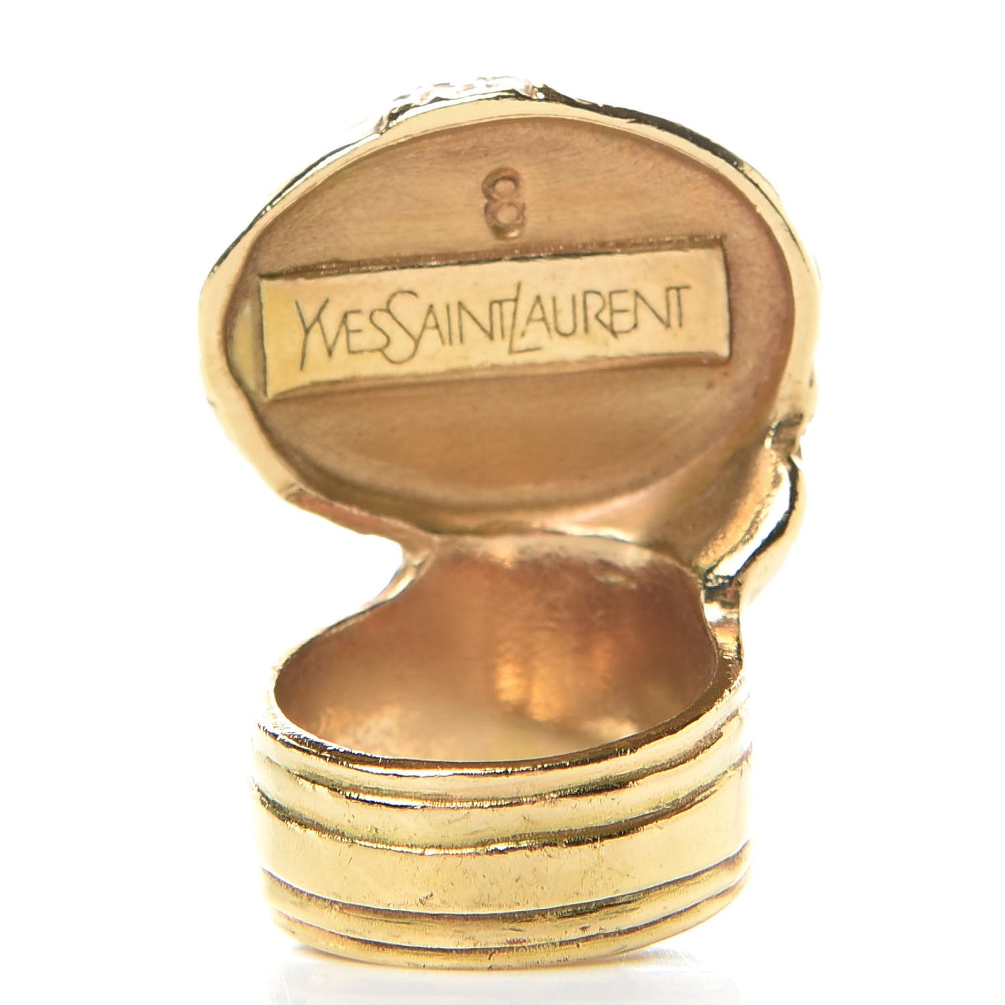 Glass Cabochon Arty Ovale Ring 8 Red Gold