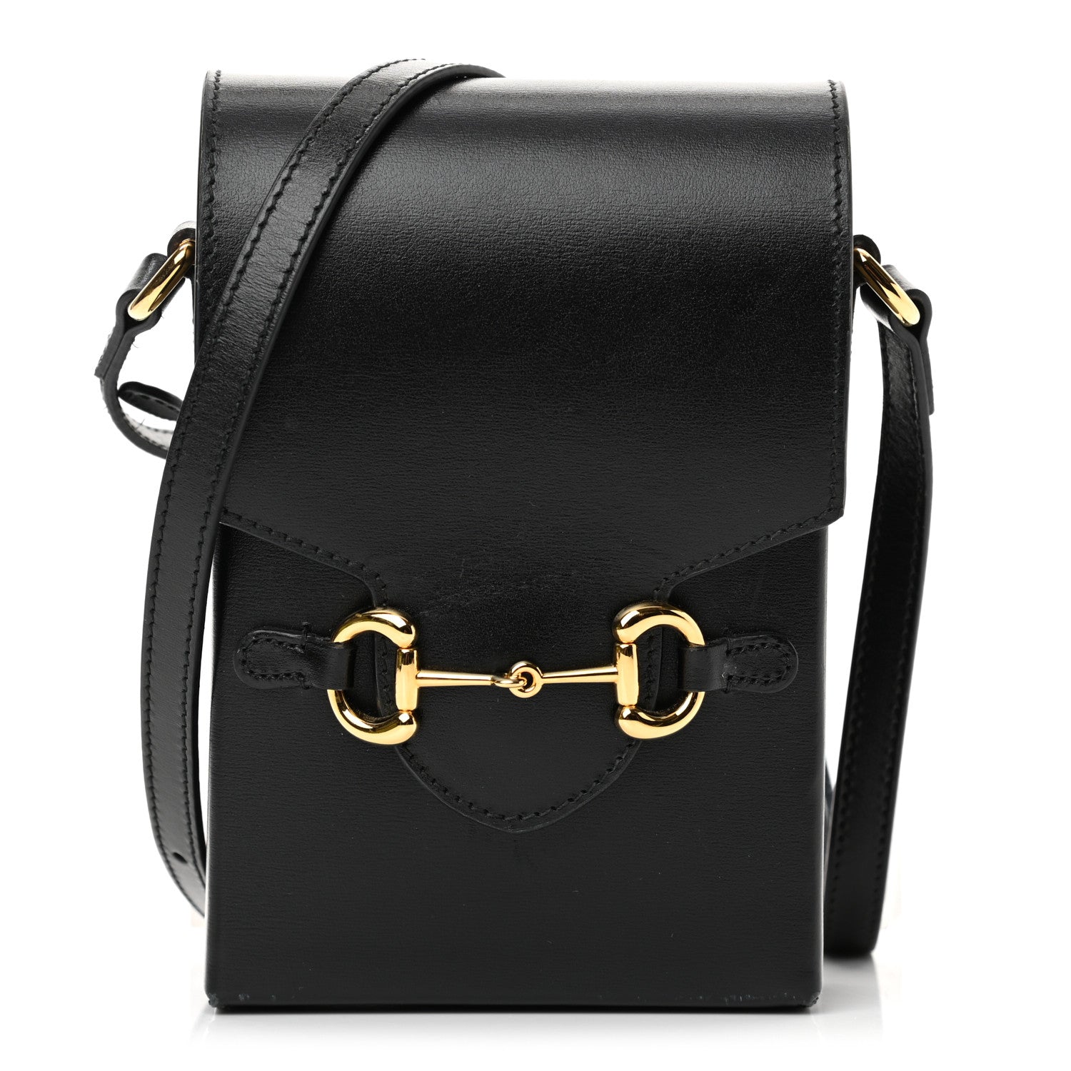 Gucci Boarded Plutone Calfskin Mini Horsebit 1955 Crossbody Bag Black 1 of 16