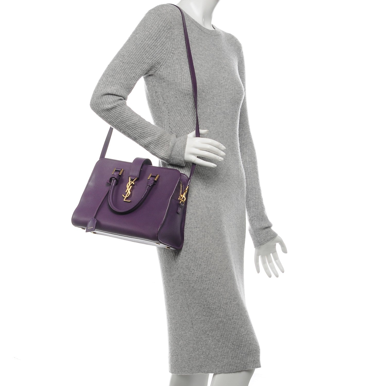 Saint Laurent Calfskin Small Monogram Cabas Purple 2 of 10