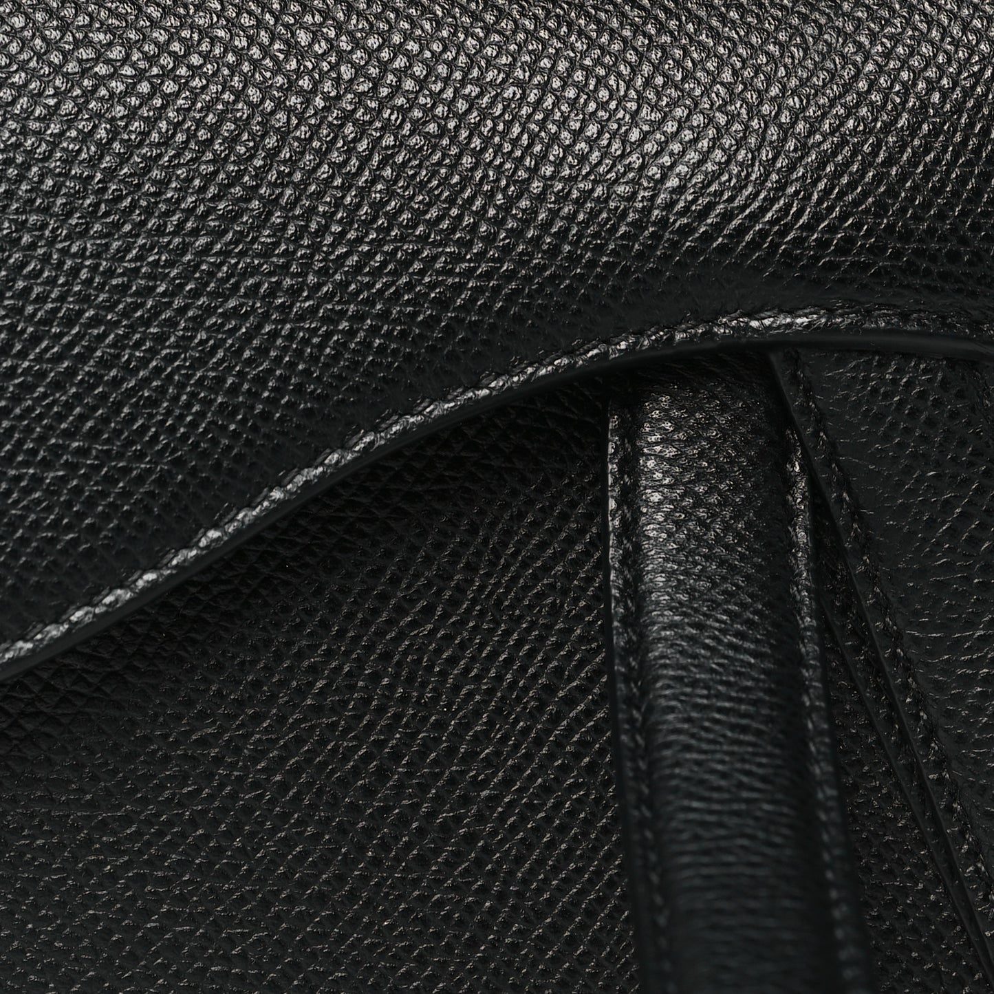 Grained Calfskin Mini Saddle Bag Black