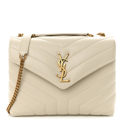 Saint Laurent Calfskin Y Quilted Monogram Small Loulou Chain Satchel Crema Soft 1 of 10