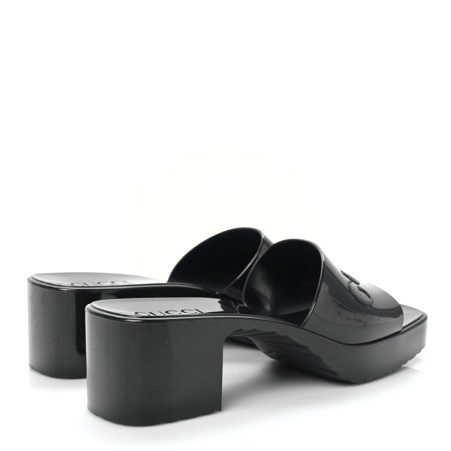 Gucci Rubber Gucci Logo Womens Platform 20/60mm Slide Sandals 38 Black 4 of 7