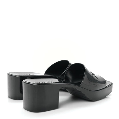 Gucci Rubber Gucci Logo Womens Platform 20/60mm Slide Sandals 38 Black 4 of 7