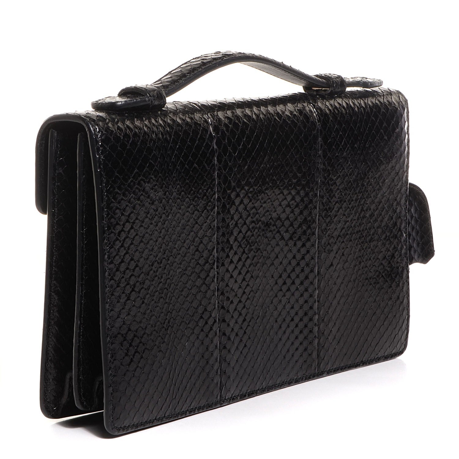 Gucci Python Small Lady Lock Briefcase Clutch Black 4 of 10