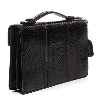 Gucci Python Small Lady Lock Briefcase Clutch Black 4 of 10