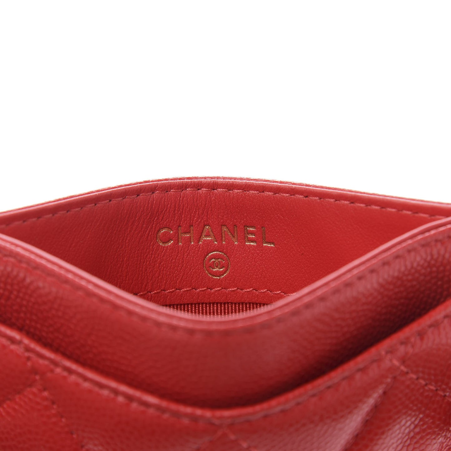 Caviar Quilted Card Holder Red