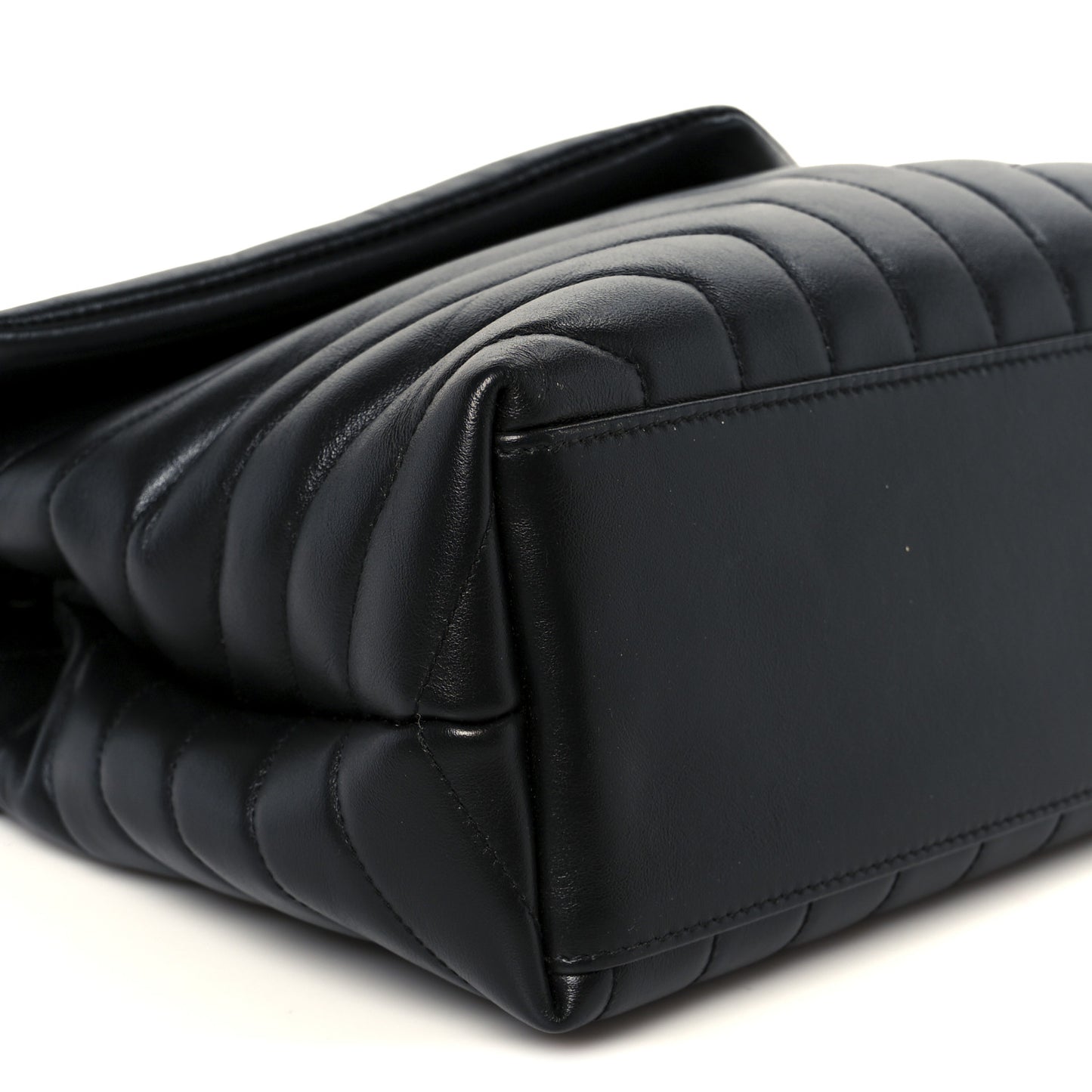Calfskin Y Quilted Monogram Monochrome Medium Loulou Chain Satchel Black