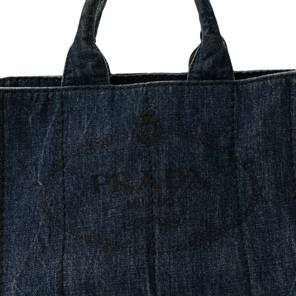 Prada Denim Small Logo Tote Bleu 8 of 11