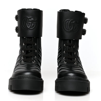 Gucci Nappa Frances GG Matelasse Platform Combat Boots 36 Black 2 of 7