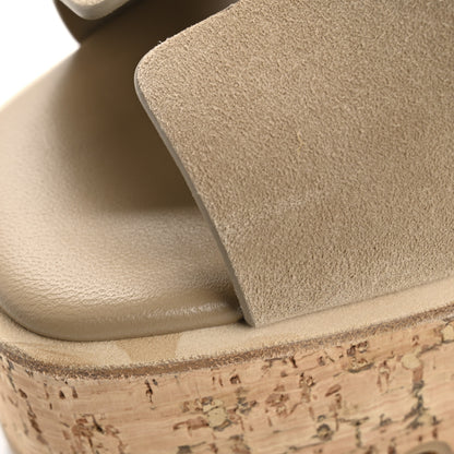 Hermes Suede Goatskin Cork Eze 30 Sandals 39 Beige Argile 10 of 11