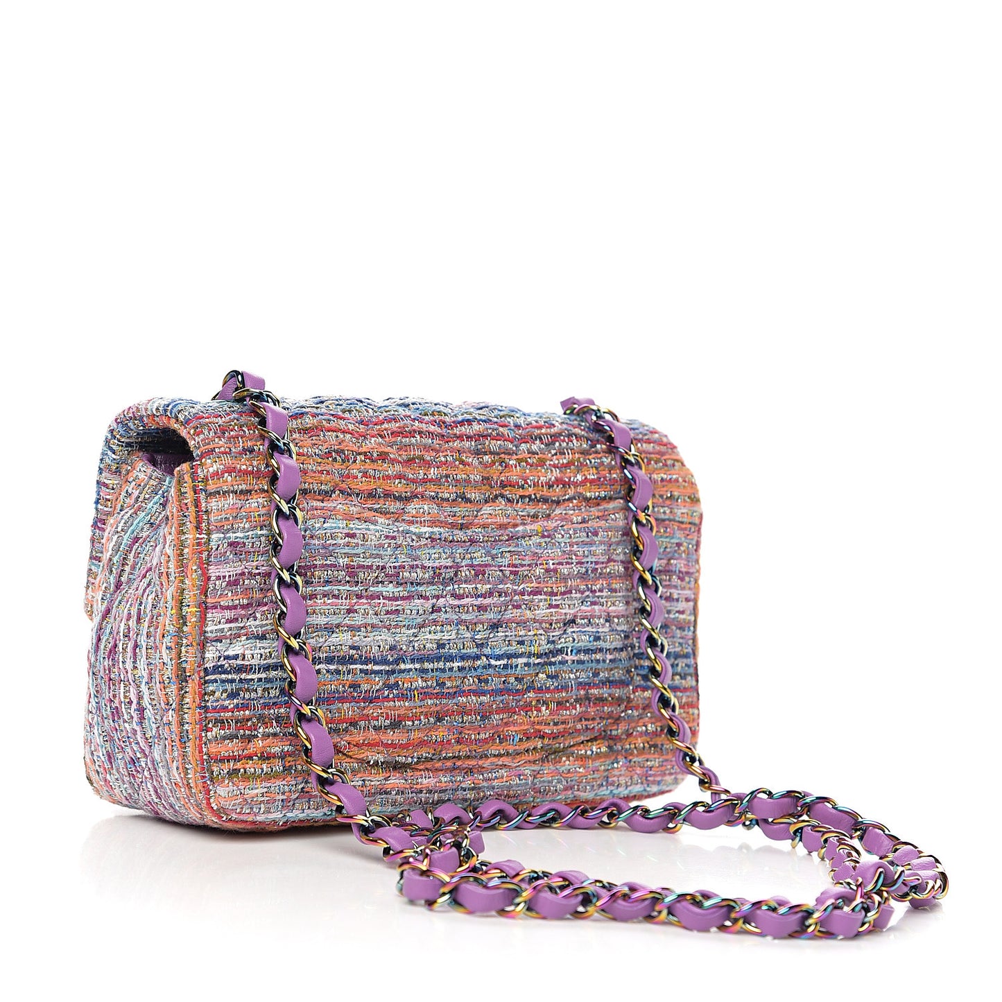 Tweed Quilted Mini Rectangular Flap Blue Pink Orange