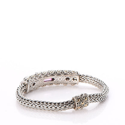 John Hardy Sterling Silver 18K Yellow Gold Pink Topaz Diamond Batu Sari Bracelet 3 of 9