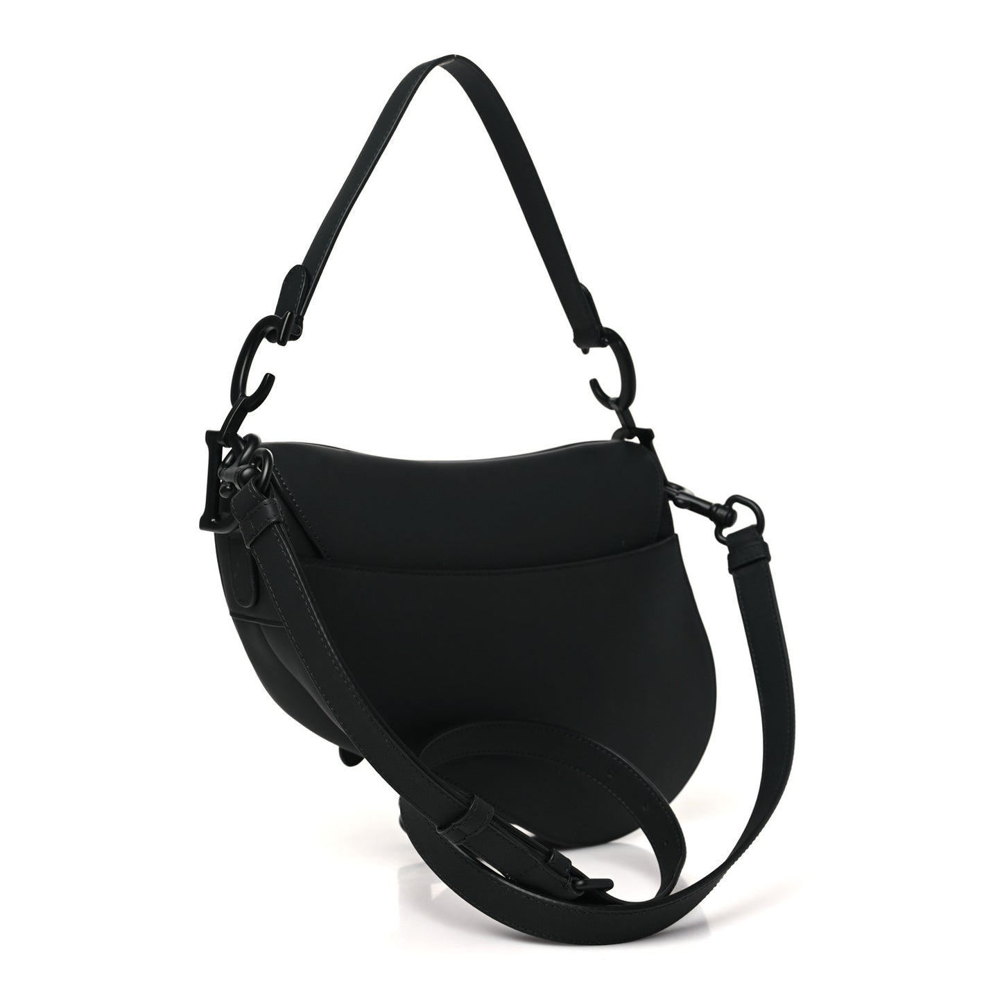 Ultra Matte Calfskin Saddle Bag With Strap Black