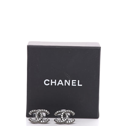 Chanel Crystal CC Earrings Silver 5 of 5