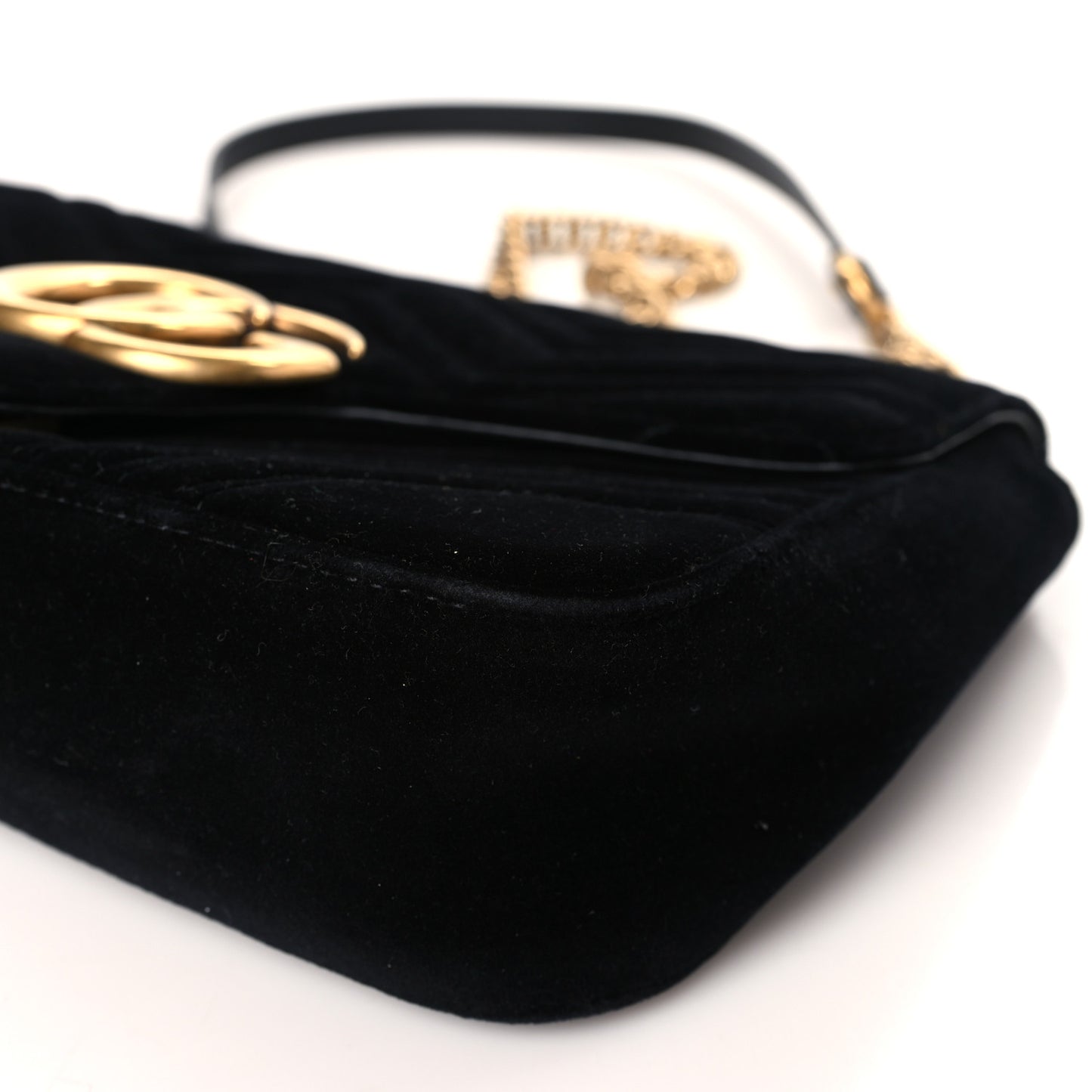 Velvet Matelasse Medium GG Marmont Shoulder Bag Black