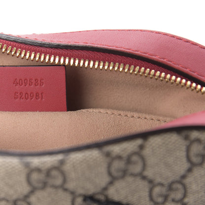 Gucci GG Supreme Monogram Kingsnake Heart Embroidered Mini Chain Shoulder Bag Beige Hibiscus Red 9 of 10