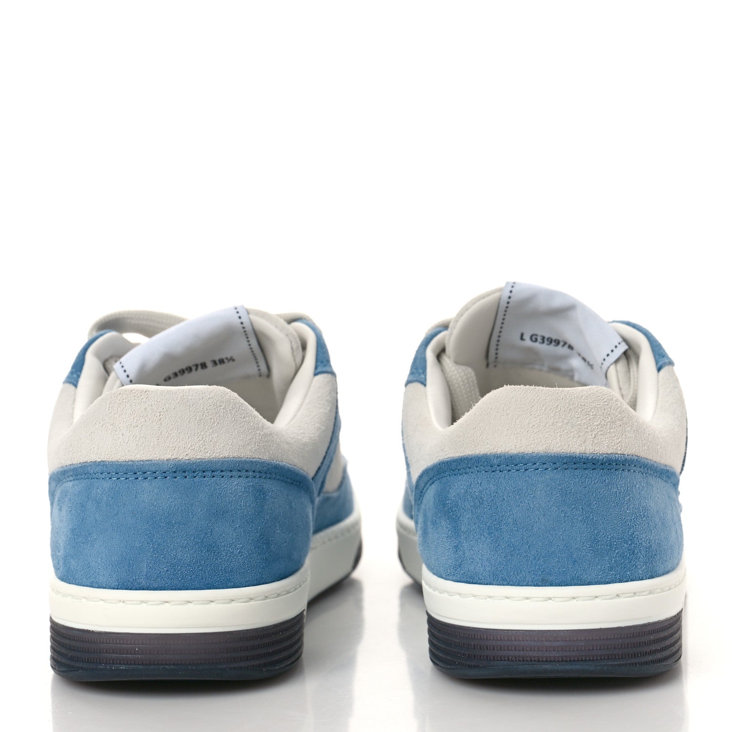 Chanel Suede Kidskin Womens CC Sneakers 38.5 White Blue 5 of 10