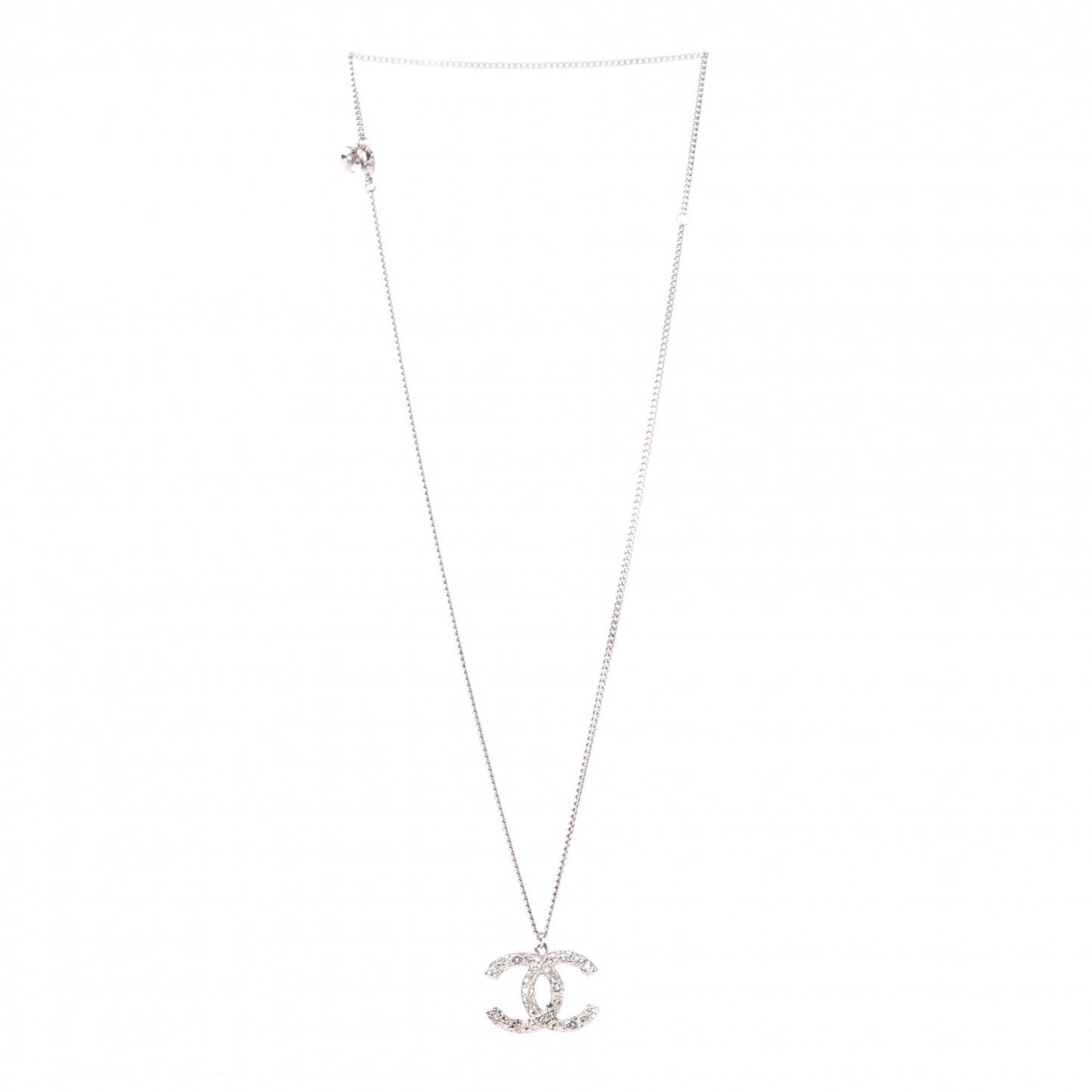 Crystal CC Pendant Necklace Silver