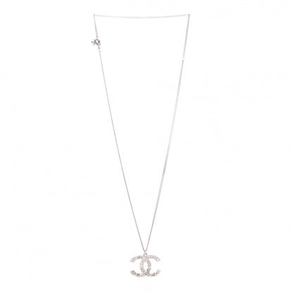 Chanel Crystal CC Pendant Necklace Silver 2 of 7
