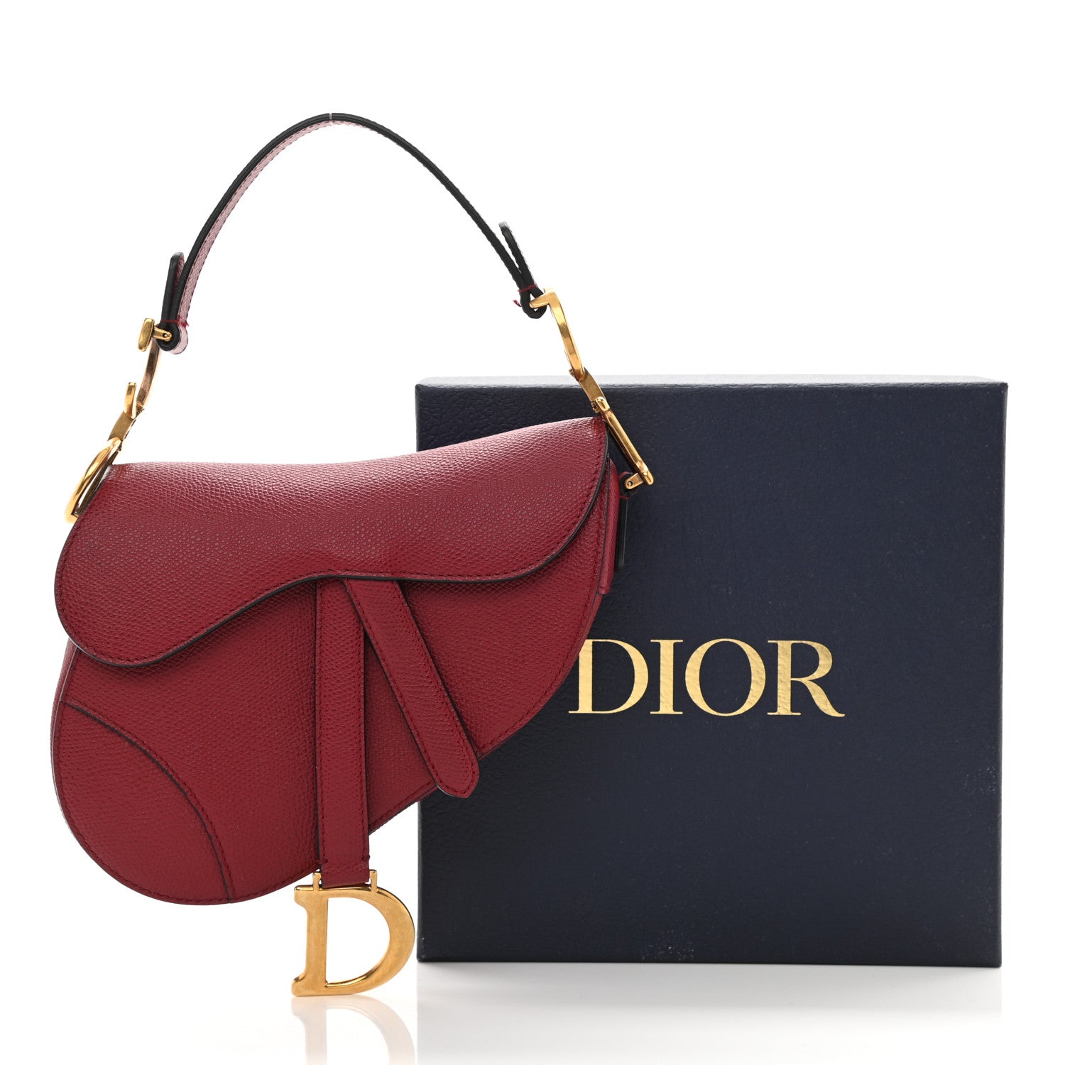 Christian Dior Grained Calfskin Mini Saddle Bag Red 10 of 10