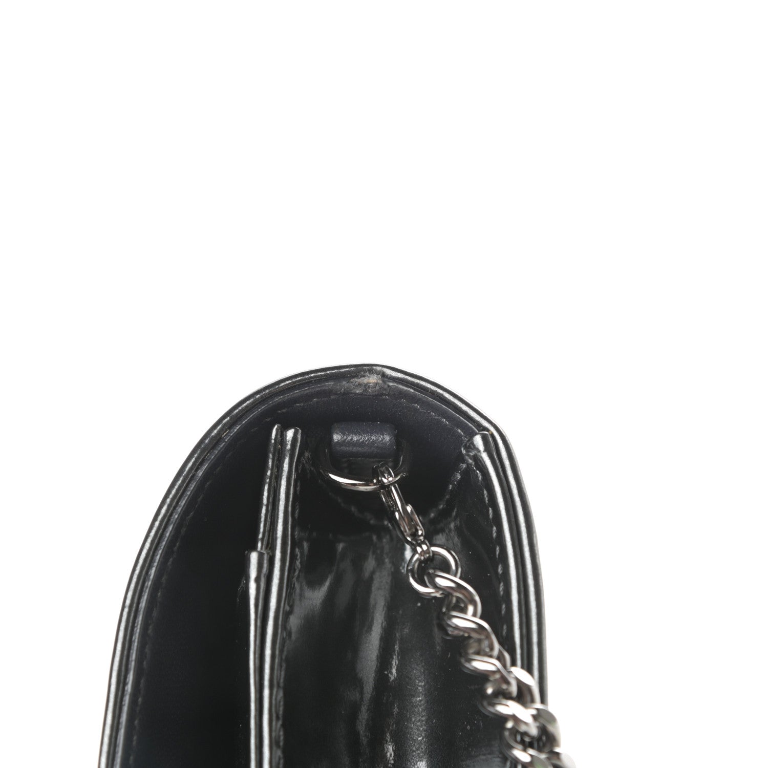 Christian Dior Metallic Patent Micro-Cannage Diorama Wallet on Chain Pouch Onyx Black 12 of 14