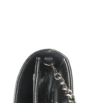 Christian Dior Metallic Patent Micro-Cannage Diorama Wallet on Chain Pouch Onyx Black 12 of 14