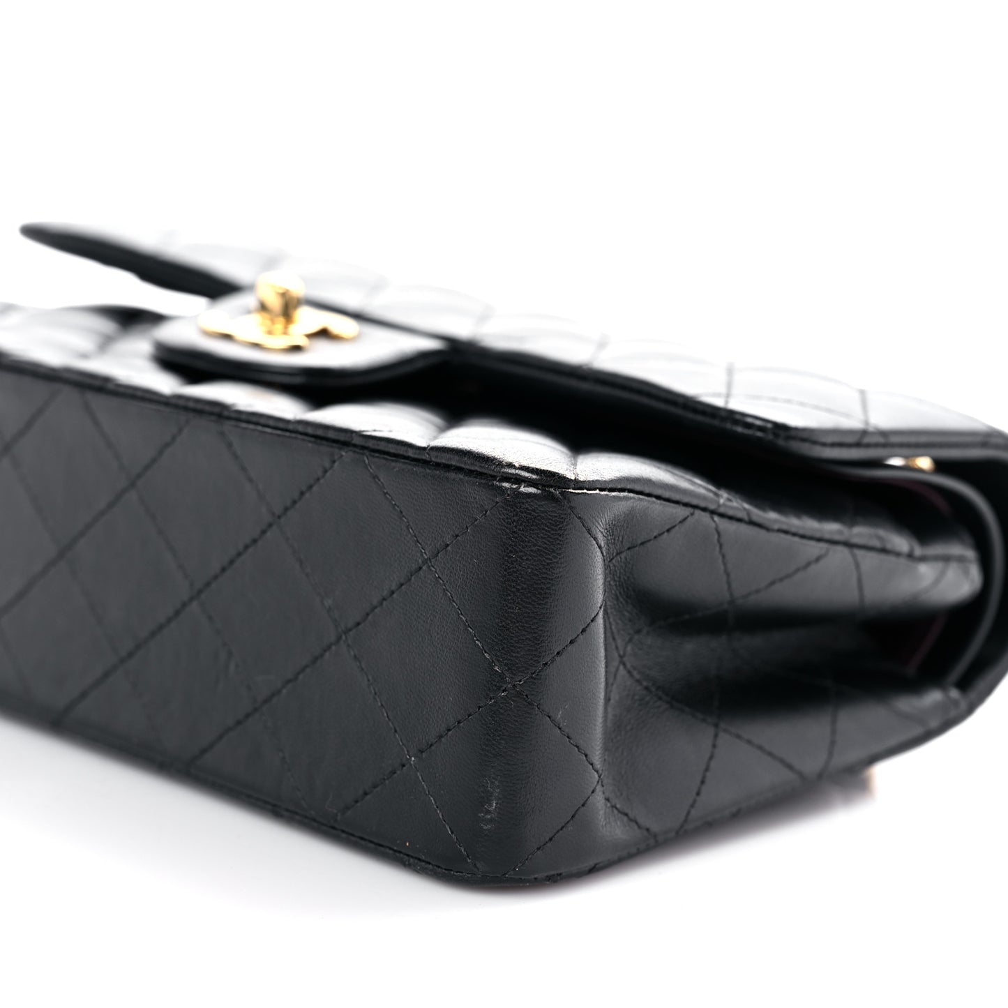 Lambskin Quilted Small Double Flap Black