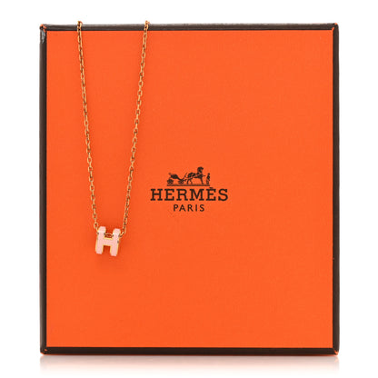 Hermes Lacquered Rose Gold Mini Pop H Pendant Necklace Rose Dragee 6 of 6